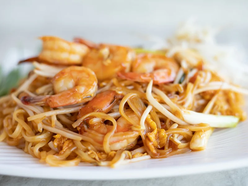 Freshly prepared Chinese dishes in a local takeaway